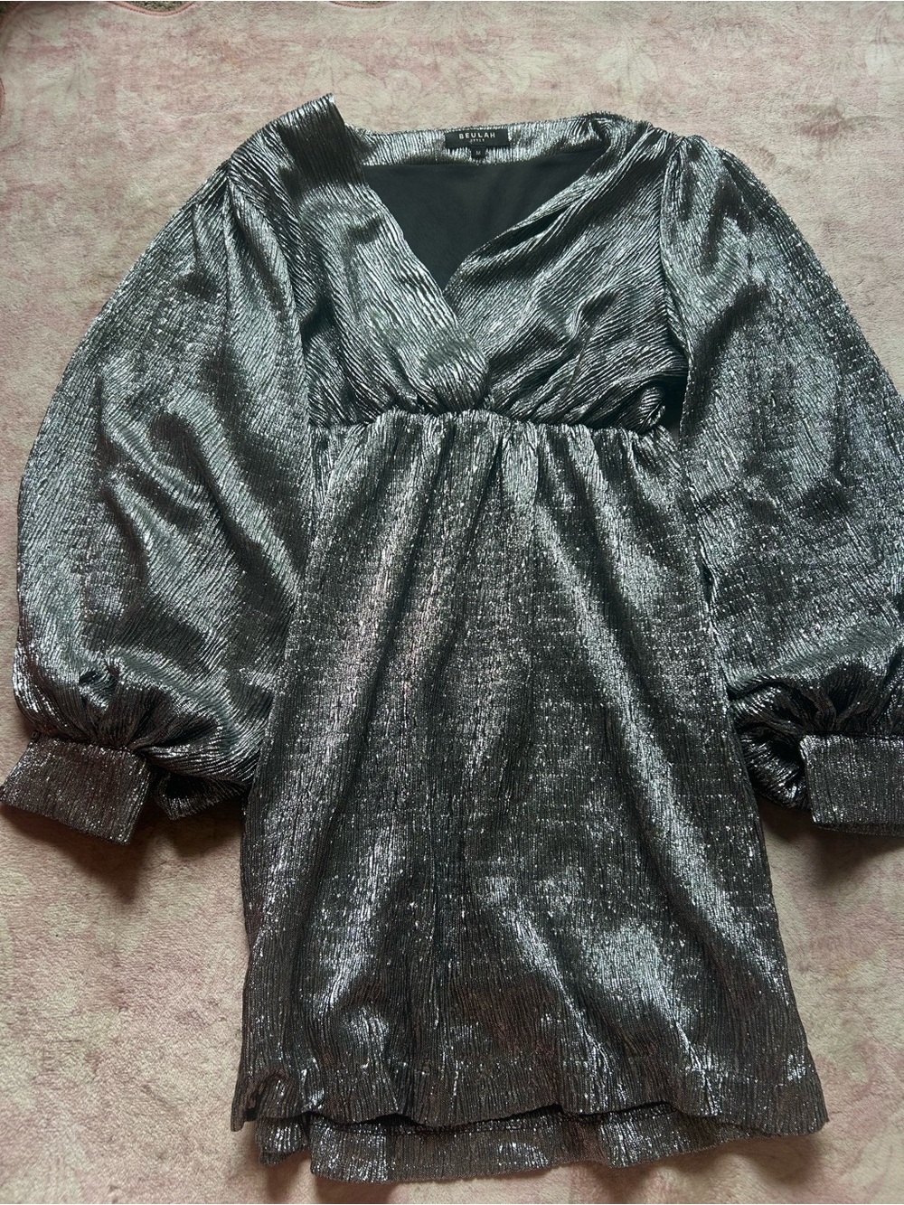 Beulah Style Metallic Silver Dress - Shimmery Vibes